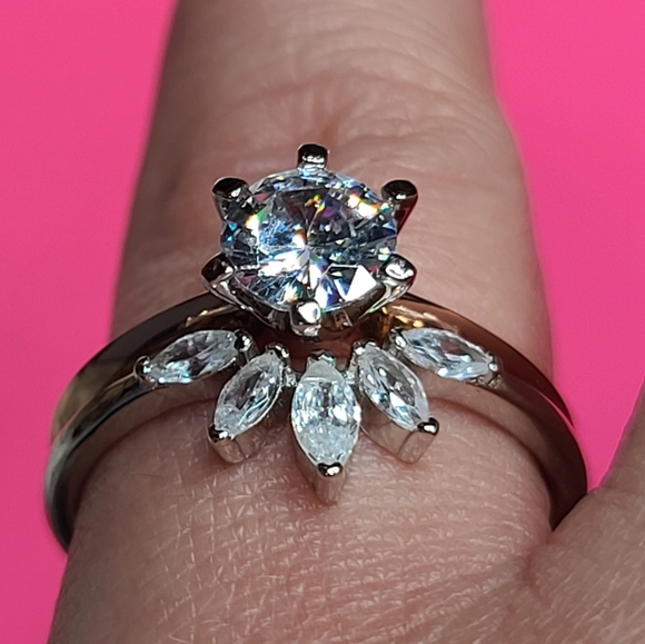 925 Sterling Silver Crown Ring Enhancer Marquise - Picture 10 of 16